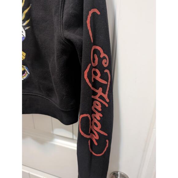 Ed Hardy NYC Full Zip Skull Jacket Cropped Hoodie Y2K 90s Tattoo Art Women's M - Picture 3 of 12